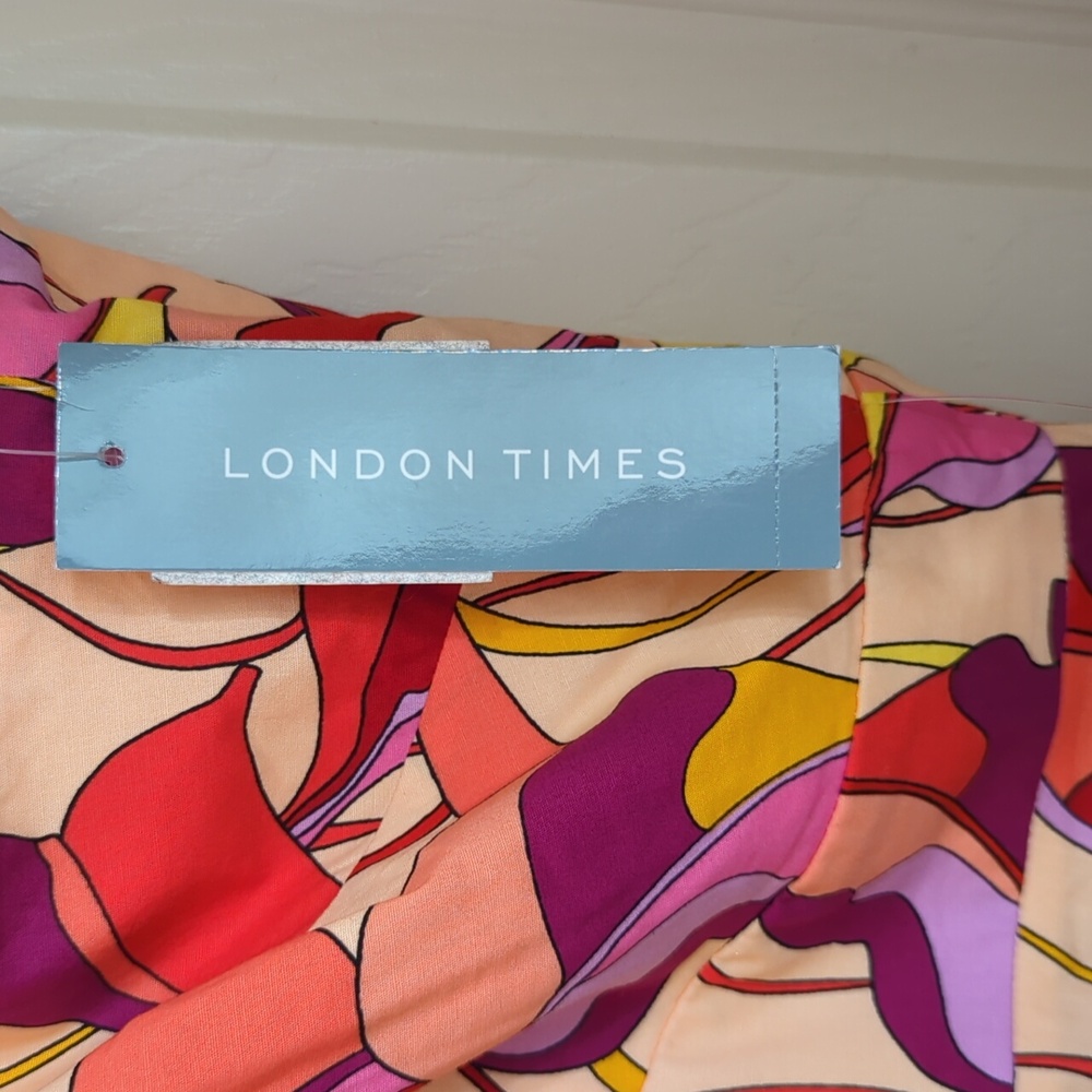 London Times Twisted Flounce Hem Midi Dress NWT - Picture 6 of 7